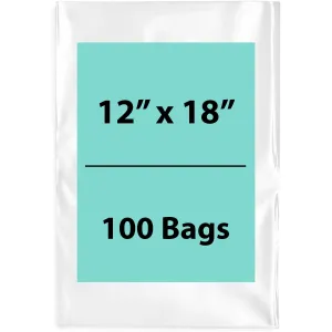 12X18 inches Clear Flat Poly Bags 3Mil Open Top (LDPE)