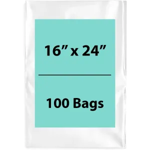 16X24 inches Clear Flat Poly Bags 3Mil Open Top (LDPE)