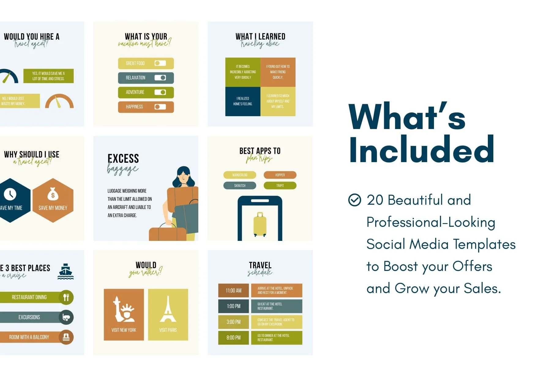 20 Travel Infographics Instagram Engagement Posts Fully Editable Canva Templates