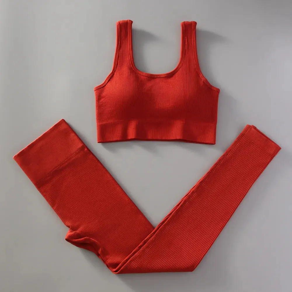 2023 Yoga Clothing Sets Women High Waist Leggings Set Seamless Tracksuit Fitness Workout Outfits Gym Wear Girls Top