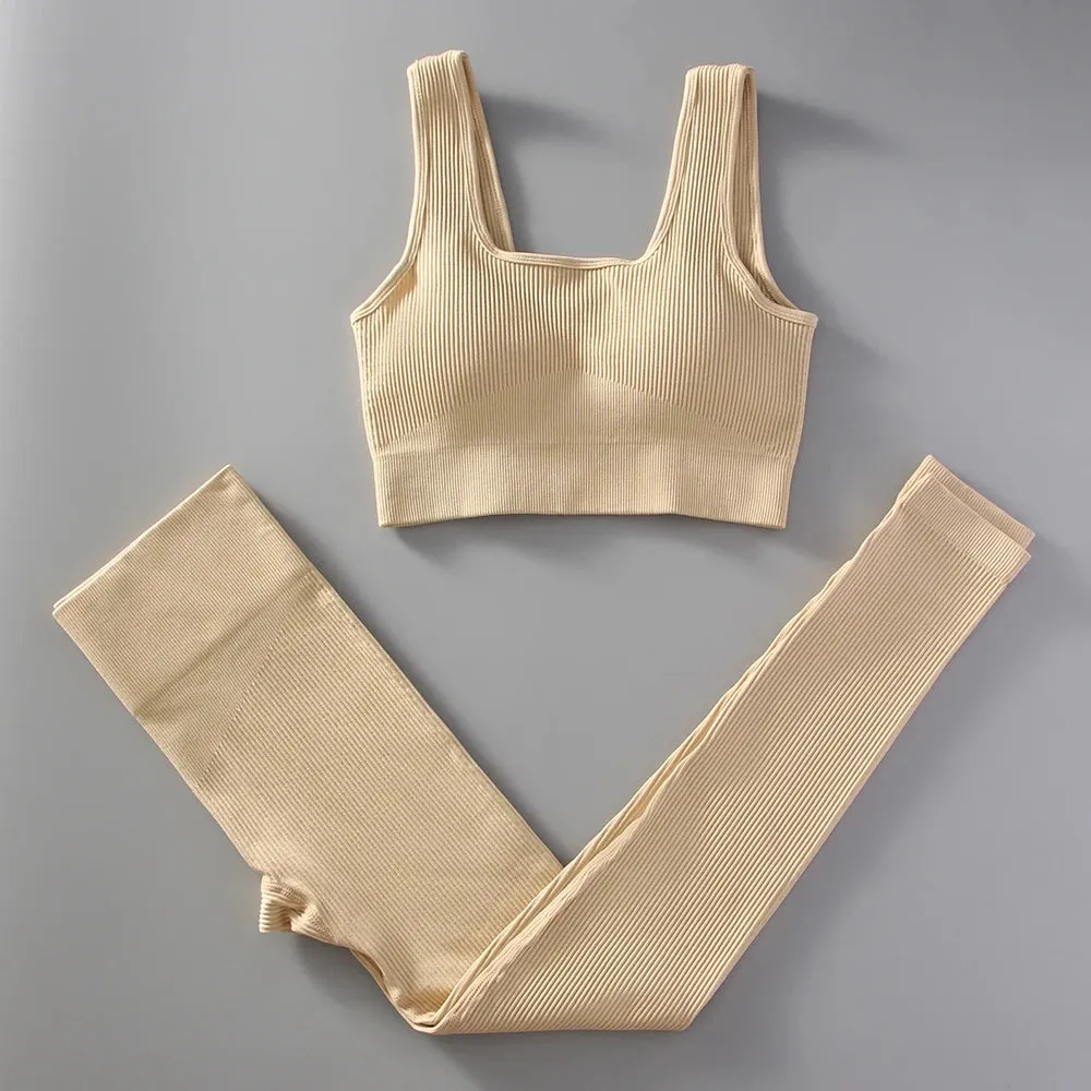 2023 Yoga Clothing Sets Women High Waist Leggings Set Seamless Tracksuit Fitness Workout Outfits Gym Wear Girls Top