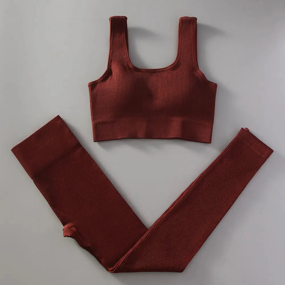 2023 Yoga Clothing Sets Women High Waist Leggings Set Seamless Tracksuit Fitness Workout Outfits Gym Wear Girls Top