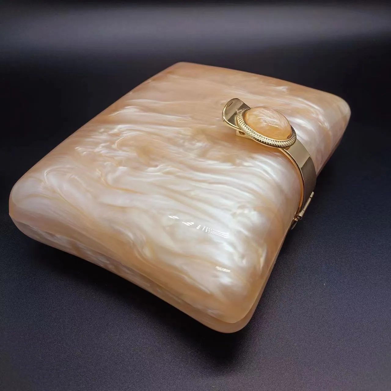 2025 explosive acrylic women's bags, small square bags, summer shells, pearlescent board, box bags, dinner bags, manufacturer chain bags.