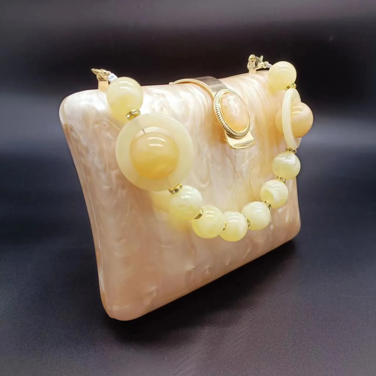 2025 explosive acrylic women's bags, small square bags, summer shells, pearlescent board, box bags, dinner bags, manufacturer chain bags.