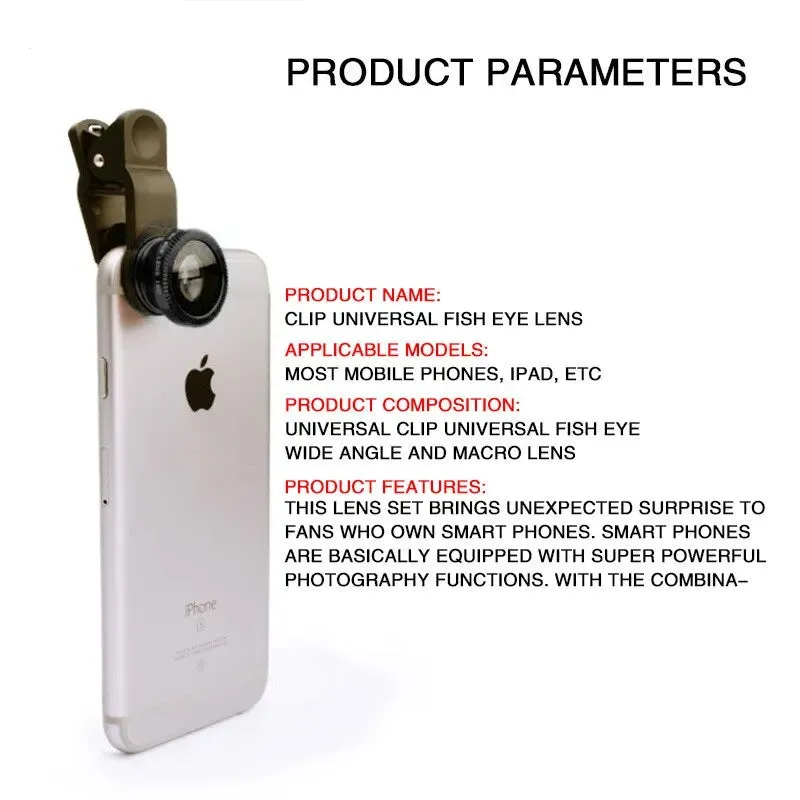 3-in-1 Fisheye Wide Angle Macro Mobile Phone Lens