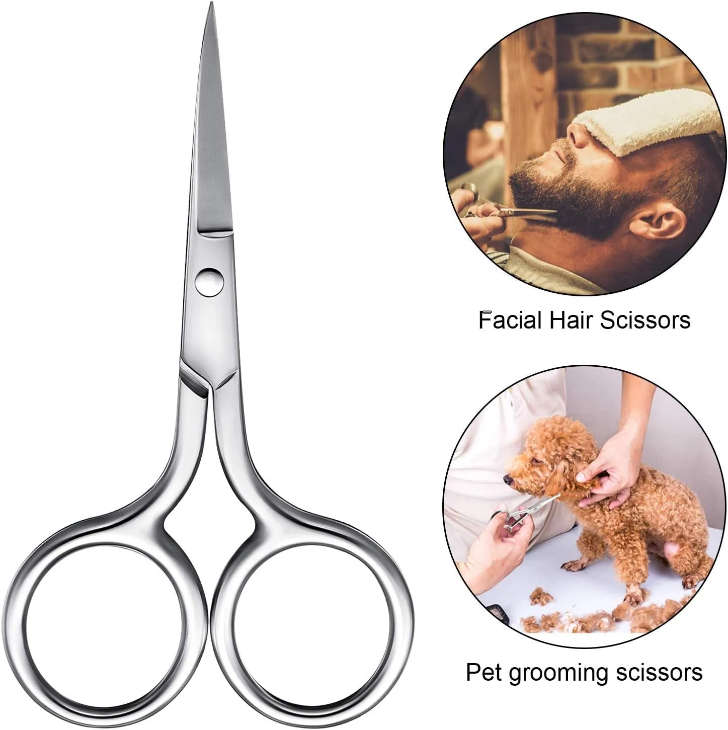 3 Pack Small Nose Scissors Facial Hair Trimming Mini Beauty Stainless Steel Grooming Pointed Scissor for Grooming Eyebrows, Nose, Mustache, Beard