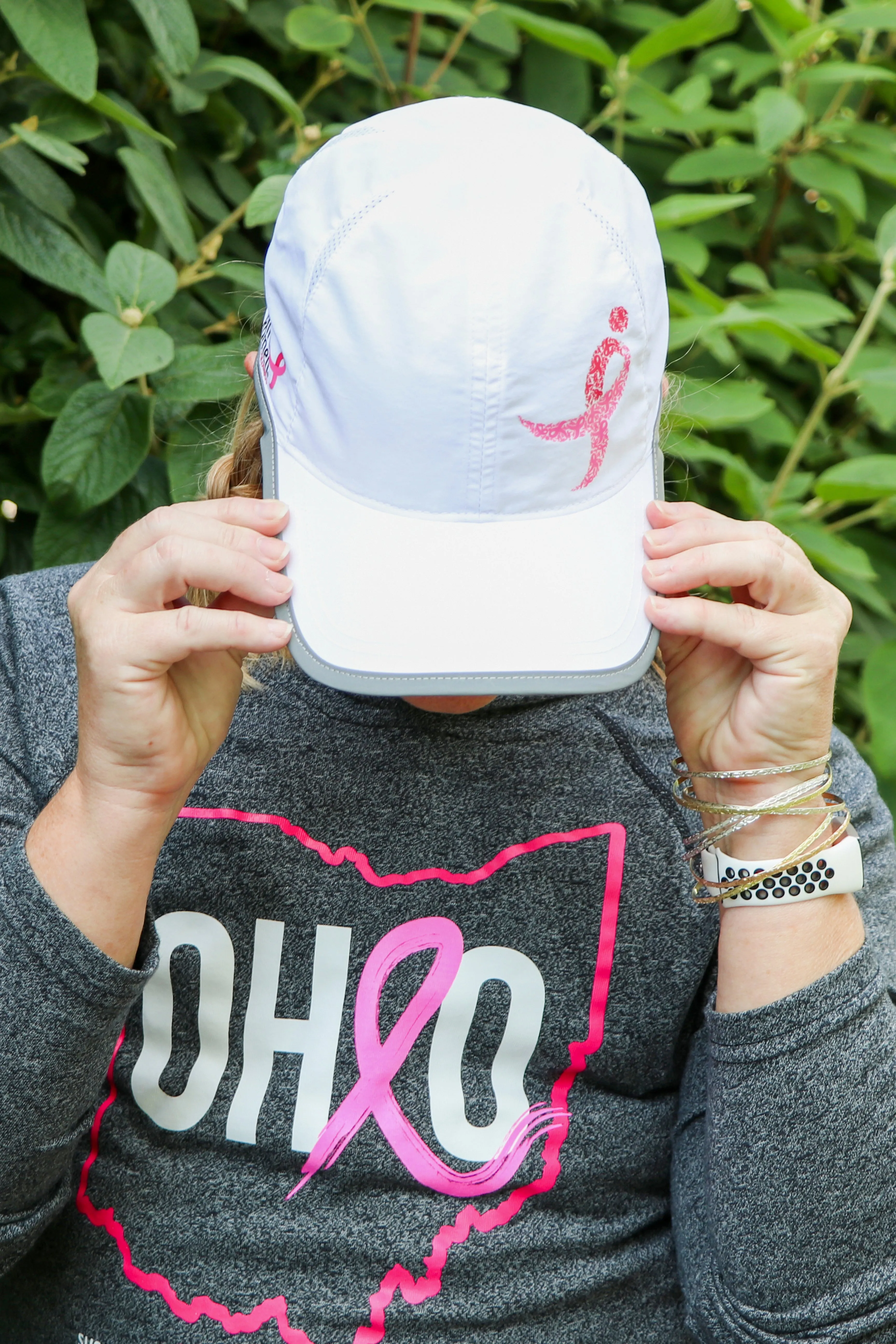 3008 - Komen Columbus Pink Ribbon Running Hat/White