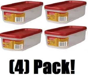 (4) ea Rubbermaid 1776470 Racer Red 5 Cup Dry Food Plastic Storage Containers