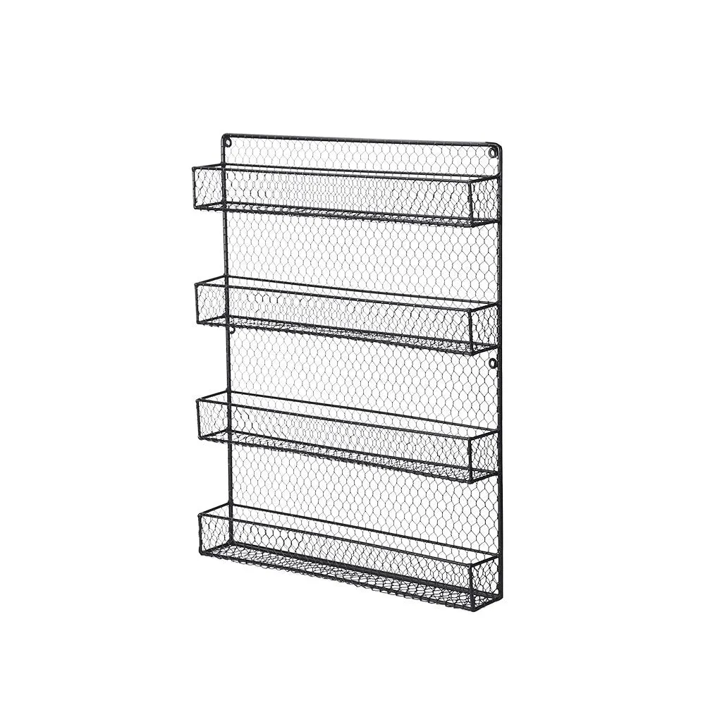 4-Layer Black Wall-Mounted Spice Rack For Cabinet Sideboard Doors