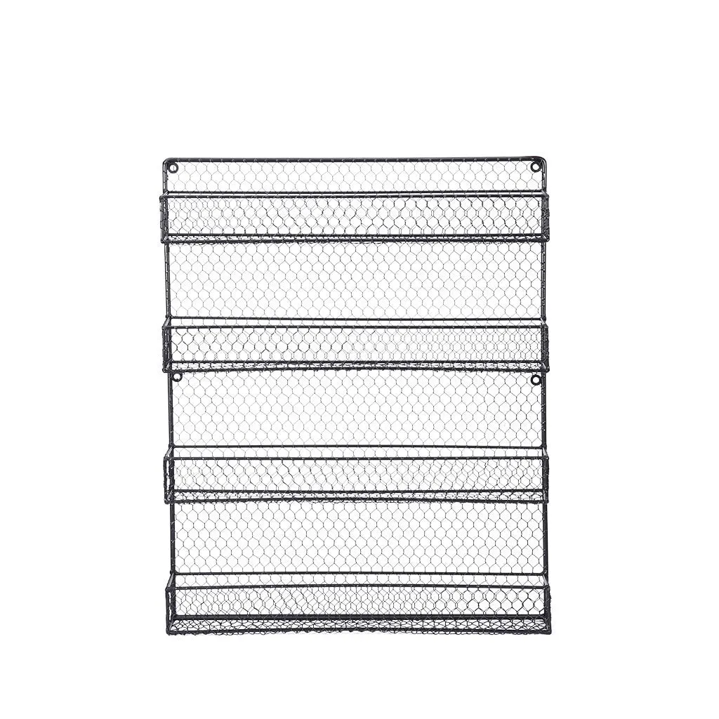4-Layer Black Wall-Mounted Spice Rack For Cabinet Sideboard Doors