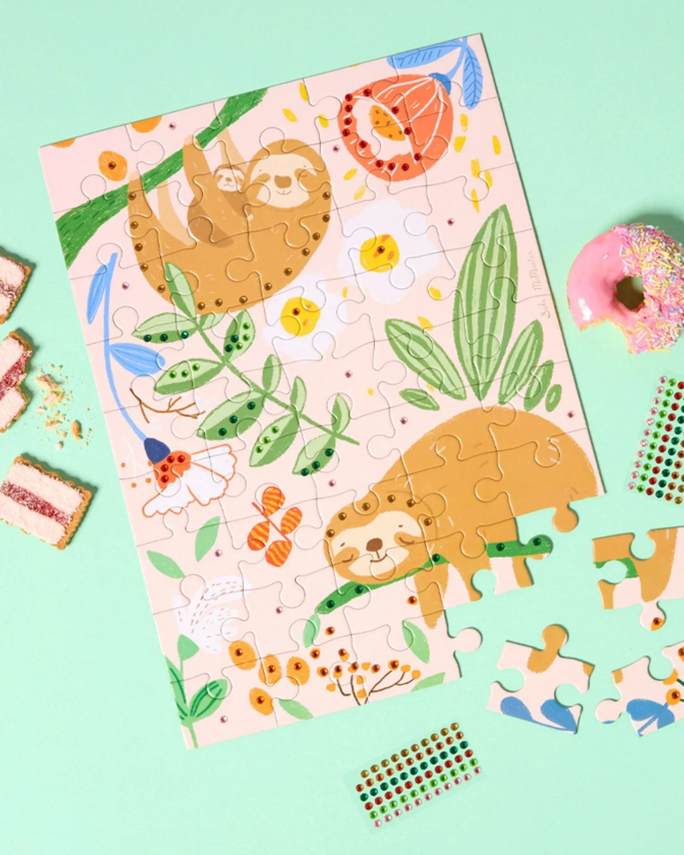 45 PIECE KIDS PUZZLE WITH GEMS - SLOTH