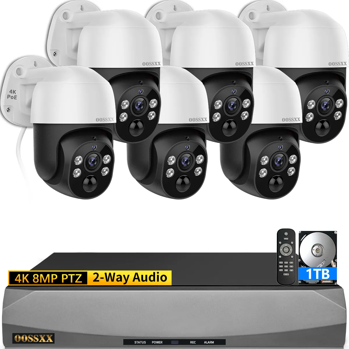 (4K/8.0 Megapixel & PTZ Digital Zoom) 2-Way Audio PoE Outdoor Home Security Camera System Wired Outdoor Video Surveillance IP Cameras Systemlance IP Cameras System