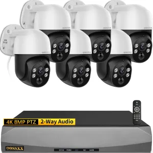 (4K/8.0 Megapixel & PTZ Digital Zoom) 2-Way Audio PoE Outdoor Home Security Camera System Wired Outdoor Video Surveillance IP Cameras Systemlance IP Cameras System