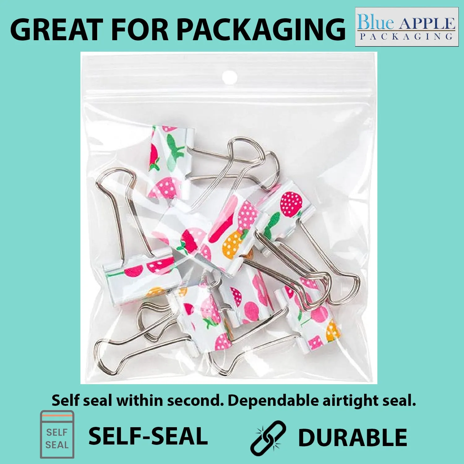 4X6 inches Reclosable Poly Bags with Hang Hole 4 Mil (LDPE) Single Track Zipper