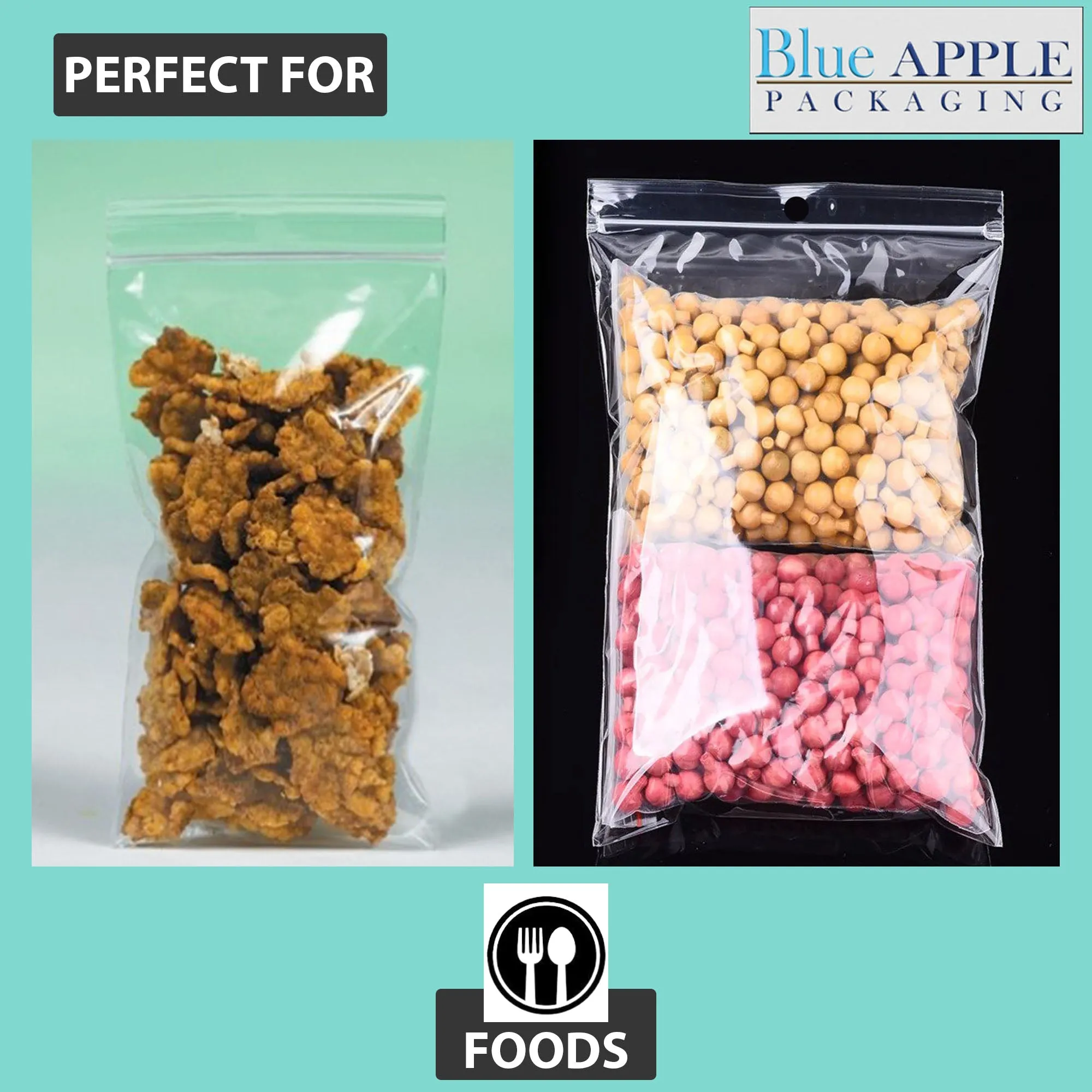 6X6 Inches Polypropylene ZipLock Bags W/ Hang Hole 2 Mil Clear
