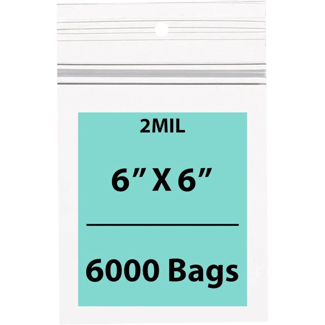 6X6 Inches Polypropylene ZipLock Bags W/ Hang Hole 2 Mil Clear