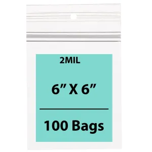 6X6 Inches Polypropylene ZipLock Bags W/ Hang Hole 2 Mil Clear