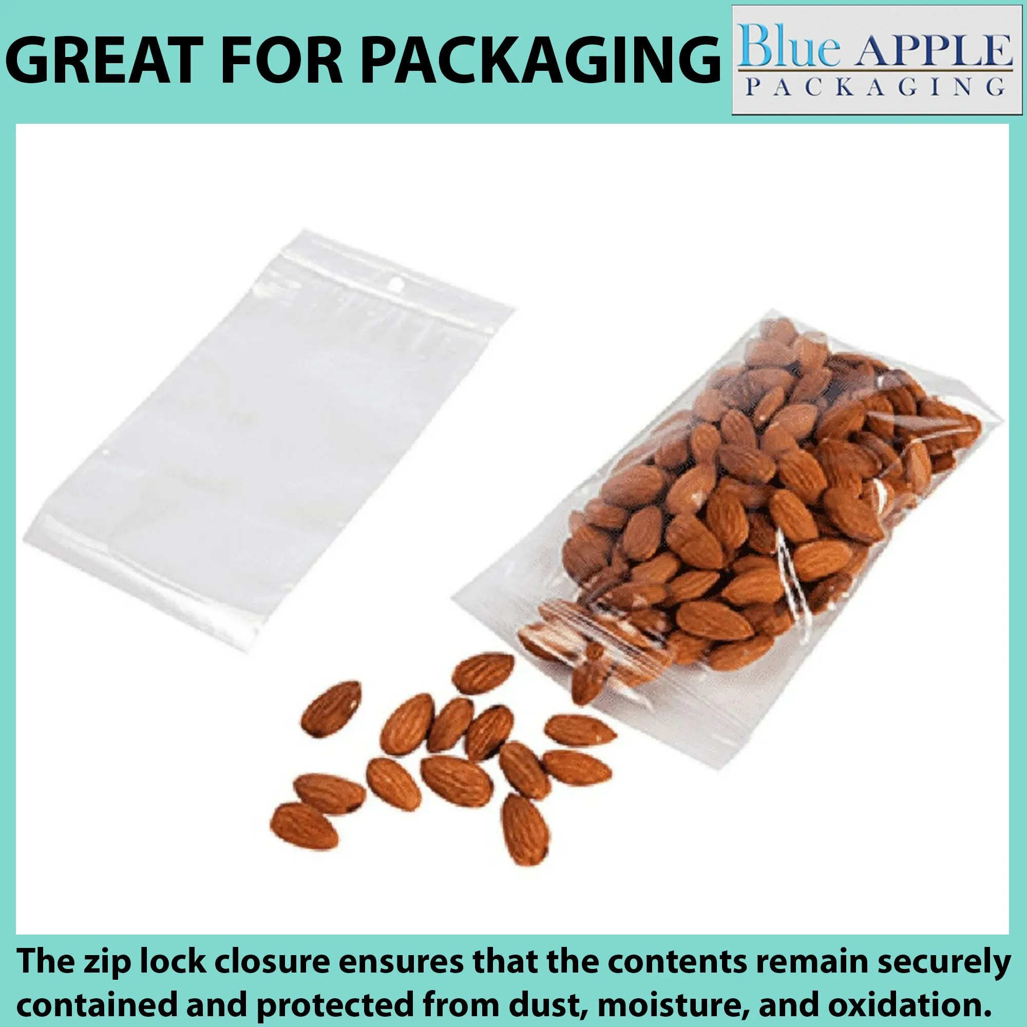 6X6 Inches Polypropylene ZipLock Bags W/ Hang Hole 2 Mil Clear