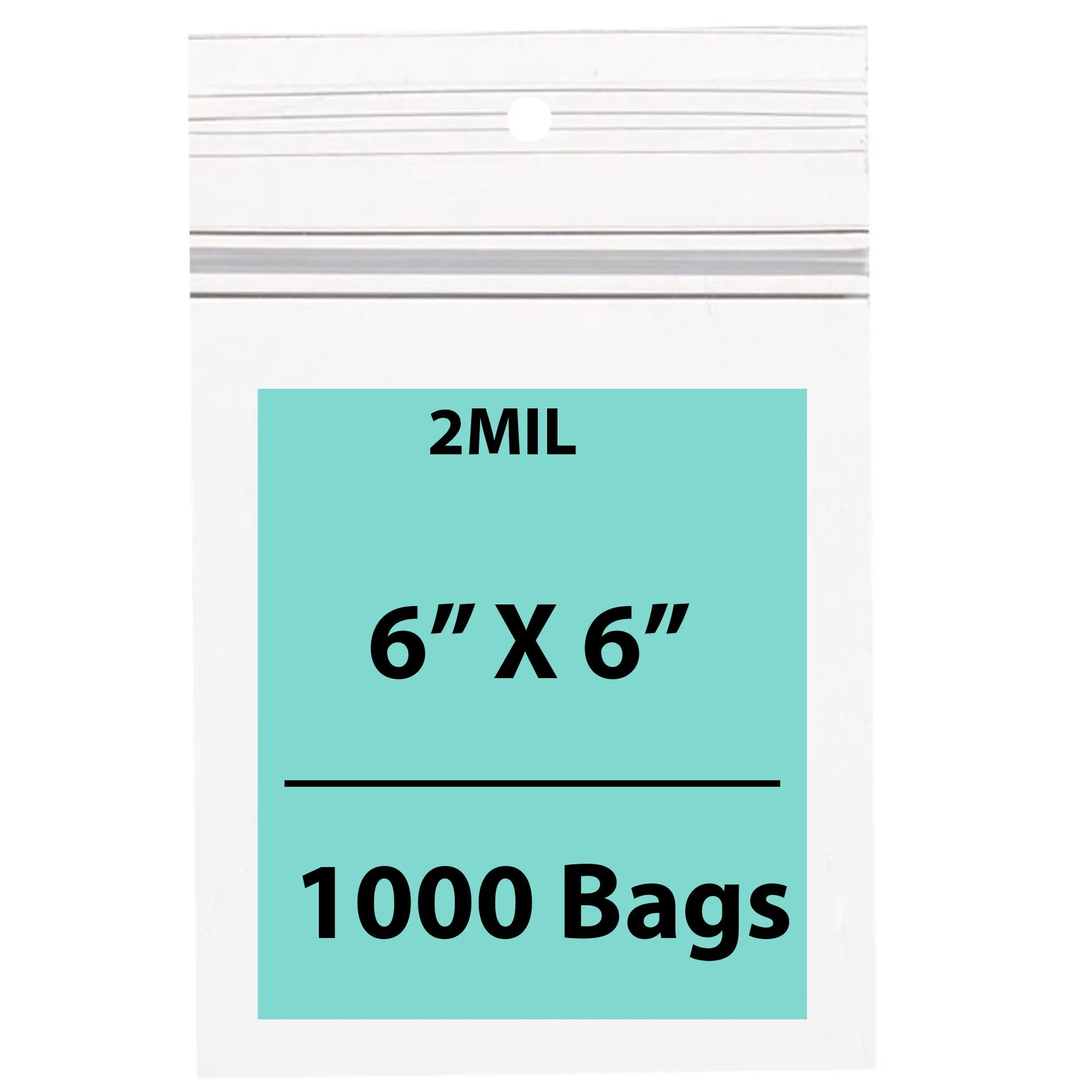 6X6 Inches Polypropylene ZipLock Bags W/ Hang Hole 2 Mil Clear