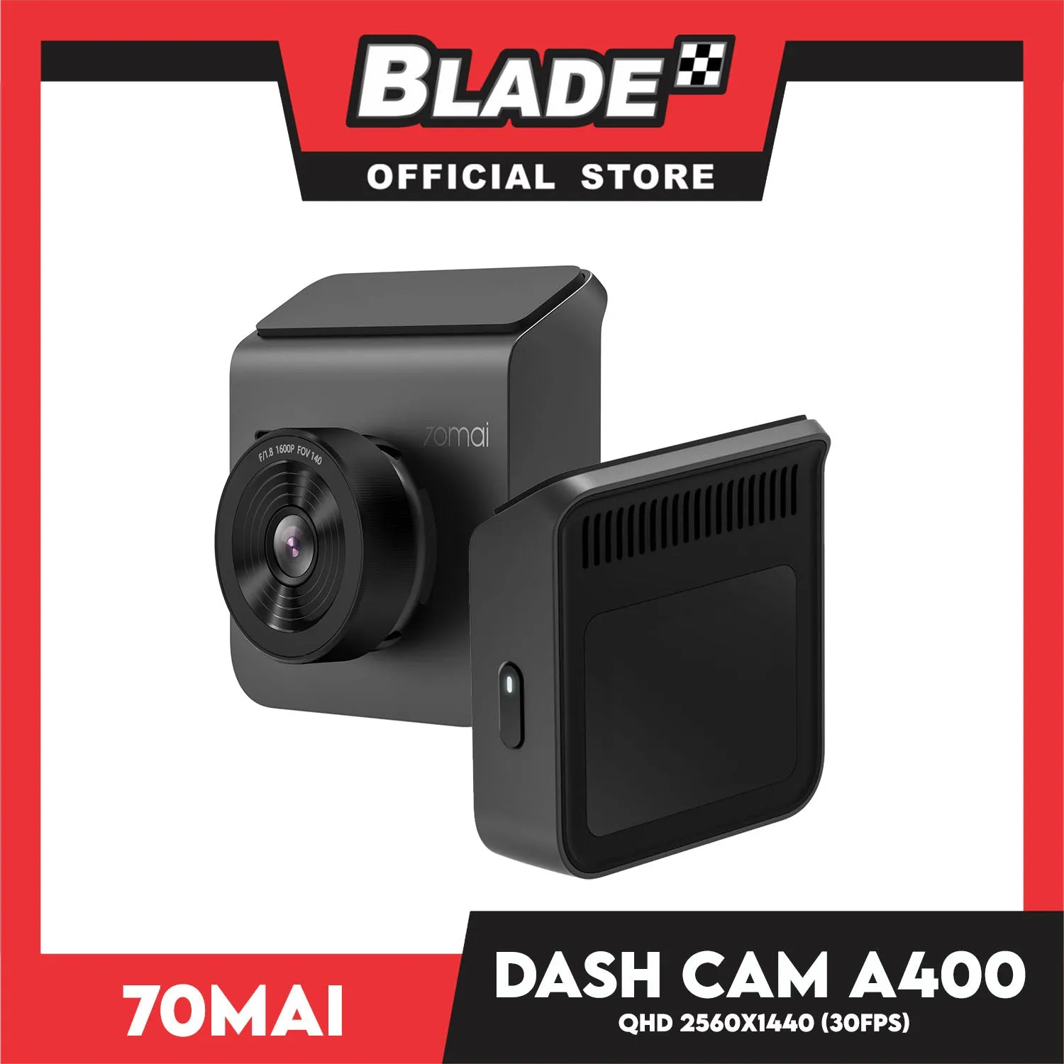 70Mai Dash Cam A400 (Gray) 1440P Quad HD   145 Field of View, 24H Parking Surveillance
