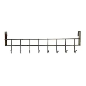 8 Double Hook Over The Door Hanger by Kurtzy - Stainless Steel Organizer Rack For Coat, Towel, Bag, Hat or Robe - Polished Silver Chrome Finish - No Mounting or Fixings Required.