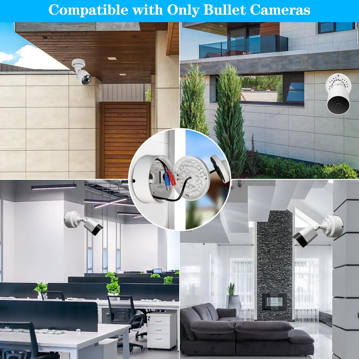(ABS New) Security Camera Junction Box,Plastic Waterproof Security Camera Mount Hide Cable Junction Box for Arlo Solar Panel Flip Cover Cable Cover