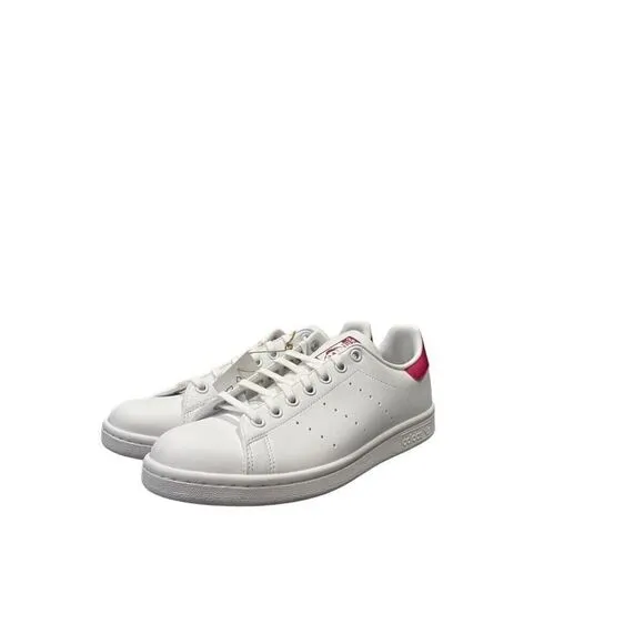 Adidas Stan Smith J Big Girl Size 6-7 Casual Shoe White Pink Athletic Sneaker