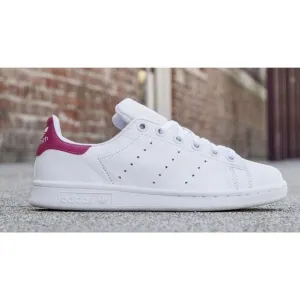Adidas Stan Smith J Big Girl Size 6-7 Casual Shoe White Pink Athletic Sneaker