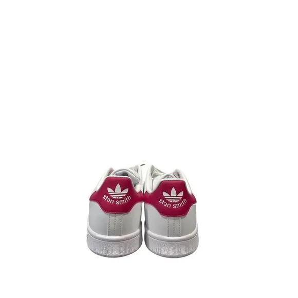 Adidas Stan Smith J Big Girl Size 6-7 Casual Shoe White Pink Athletic Sneaker