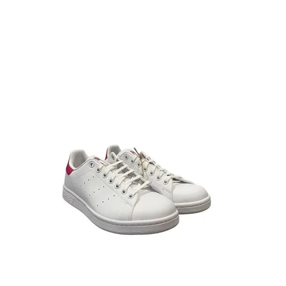 Adidas Stan Smith J Big Girl Size 6-7 Casual Shoe White Pink Athletic Sneaker