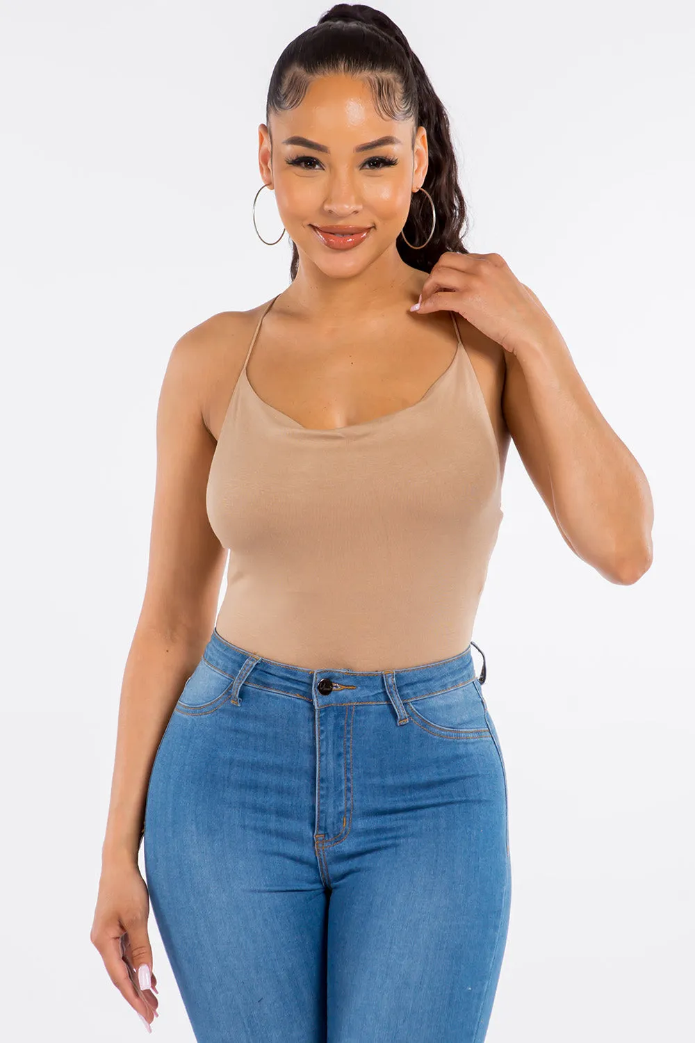 Adriana Cowlneck Bodysuit - Taupe