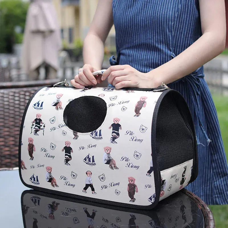 ANYWAGS Pet Carrier Large Big Eyed Cat Print Shoulder Sling Bags for Small Pet Carrying Accessories