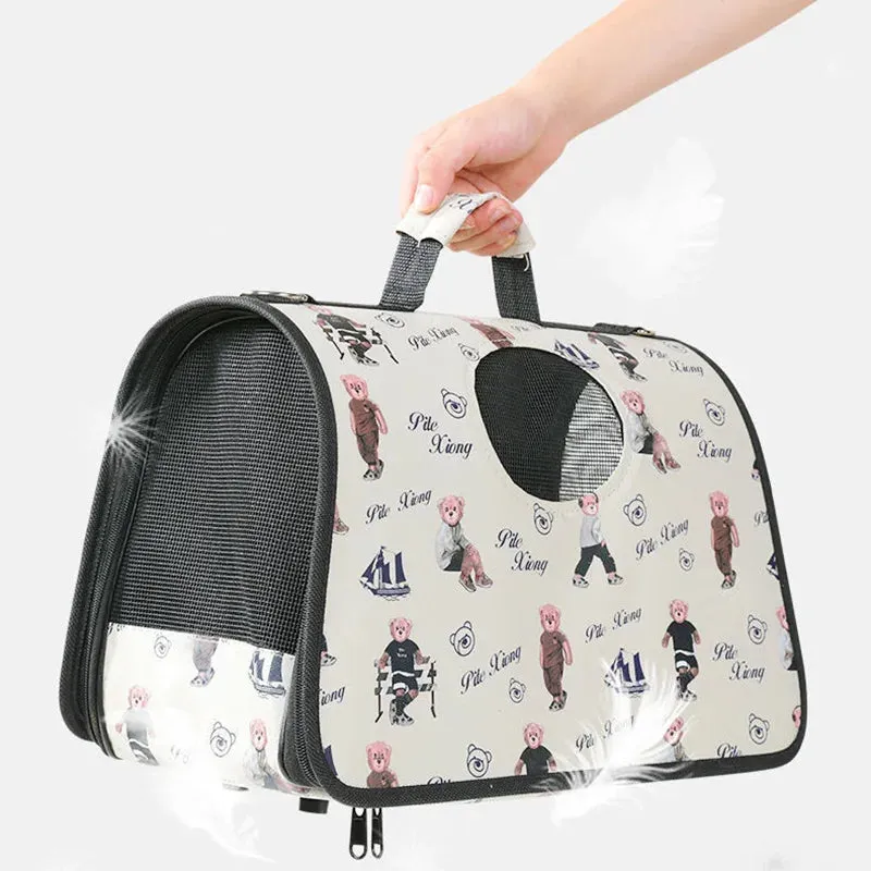 ANYWAGS Pet Carrier Large Big Eyed Cat Print Shoulder Sling Bags for Small Pet Carrying Accessories