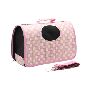 ANYWAGS Pet Carrier Large Checkered Pink Shoulder Sling Bags for Small Pet Carrying Accessories