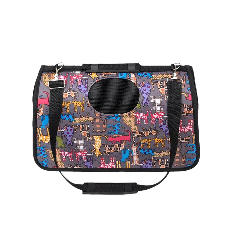 ANYWAGS Pet Carrier Large Colored Cat Prints Shoulder Sling Bags for Small Pet Carrying Accessories