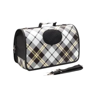 ANYWAGS Pet Carrier Large Linear Gray Pattern Shoulder Sling Bags for Small Pet Carrying Accessories