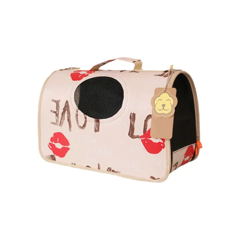 ANYWAGS Pet Carrier Large Love Kiss Pattern Shoulder Sling Bags for Small Pet Carrying Accessories