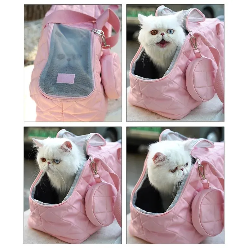ANYWAGS Pet Carrier Pink Shoulder Bag with Breathable Outdoor Travel for Puppy Dog Cat Cling Bags