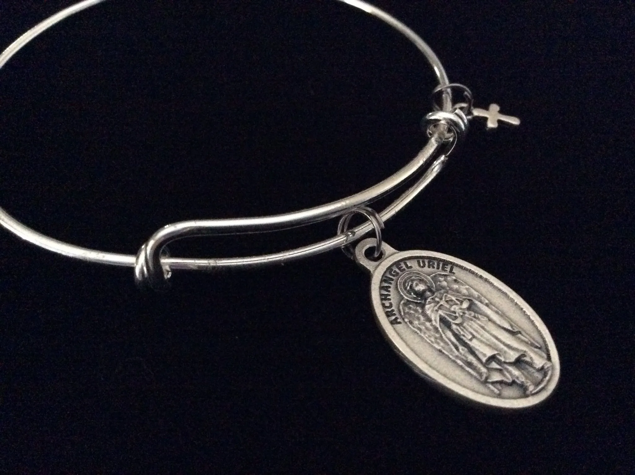 Archangel Uriel Silver Expandable Bracelet Adjustable Wire Bangle Catholic Medal Gift Meaningful Inspirational