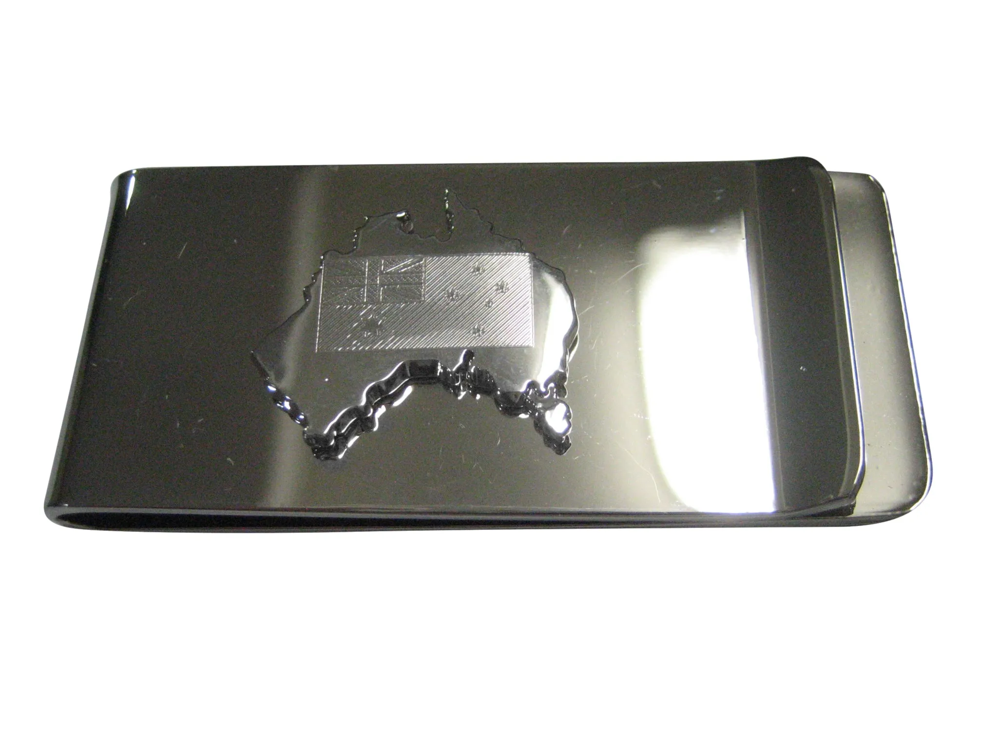 Australia Map Shape with Engraved Flag Money Clip