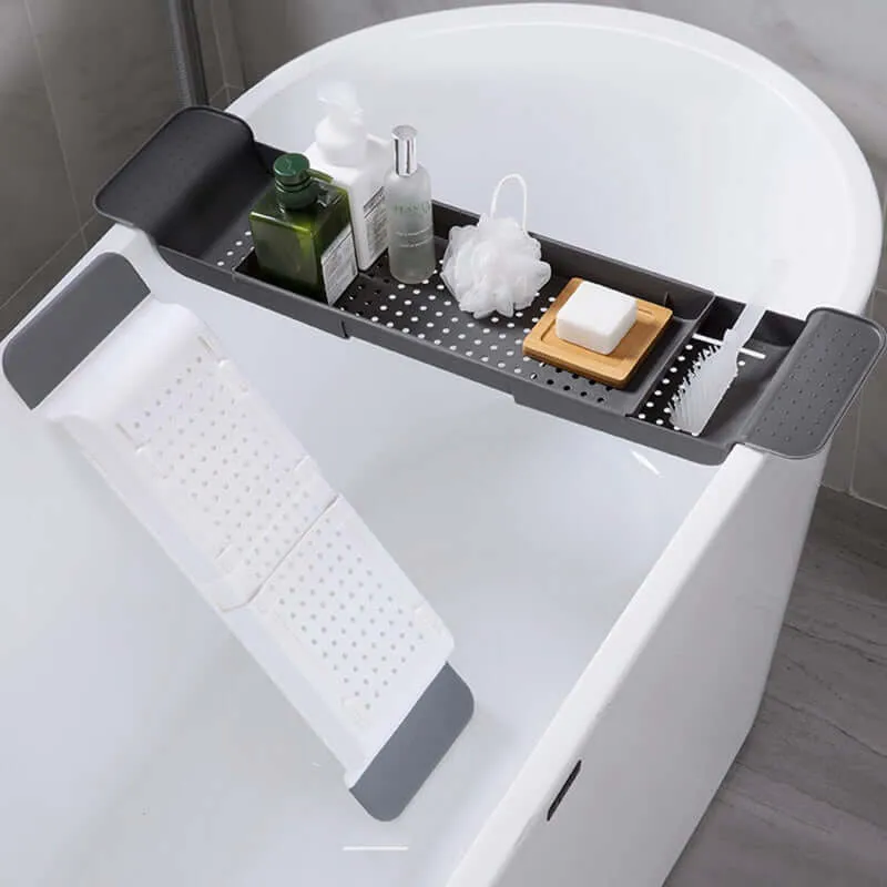 Bathtub Shelf Expandable Rack Storage Tray Over Bath Multifunctional Organizer
