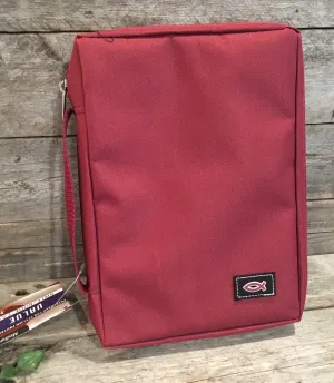 Bible Cover: Medium Burgundy with Fish Emblem