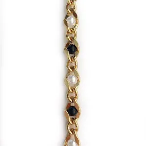 Black and White Pearls in Gold Chain by the Inch (#839)