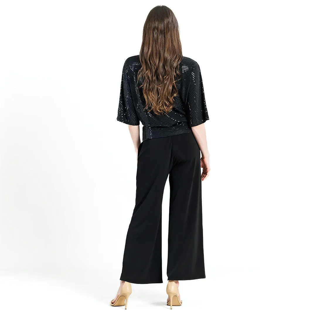 Black Shimmer Knit Side Tie Top