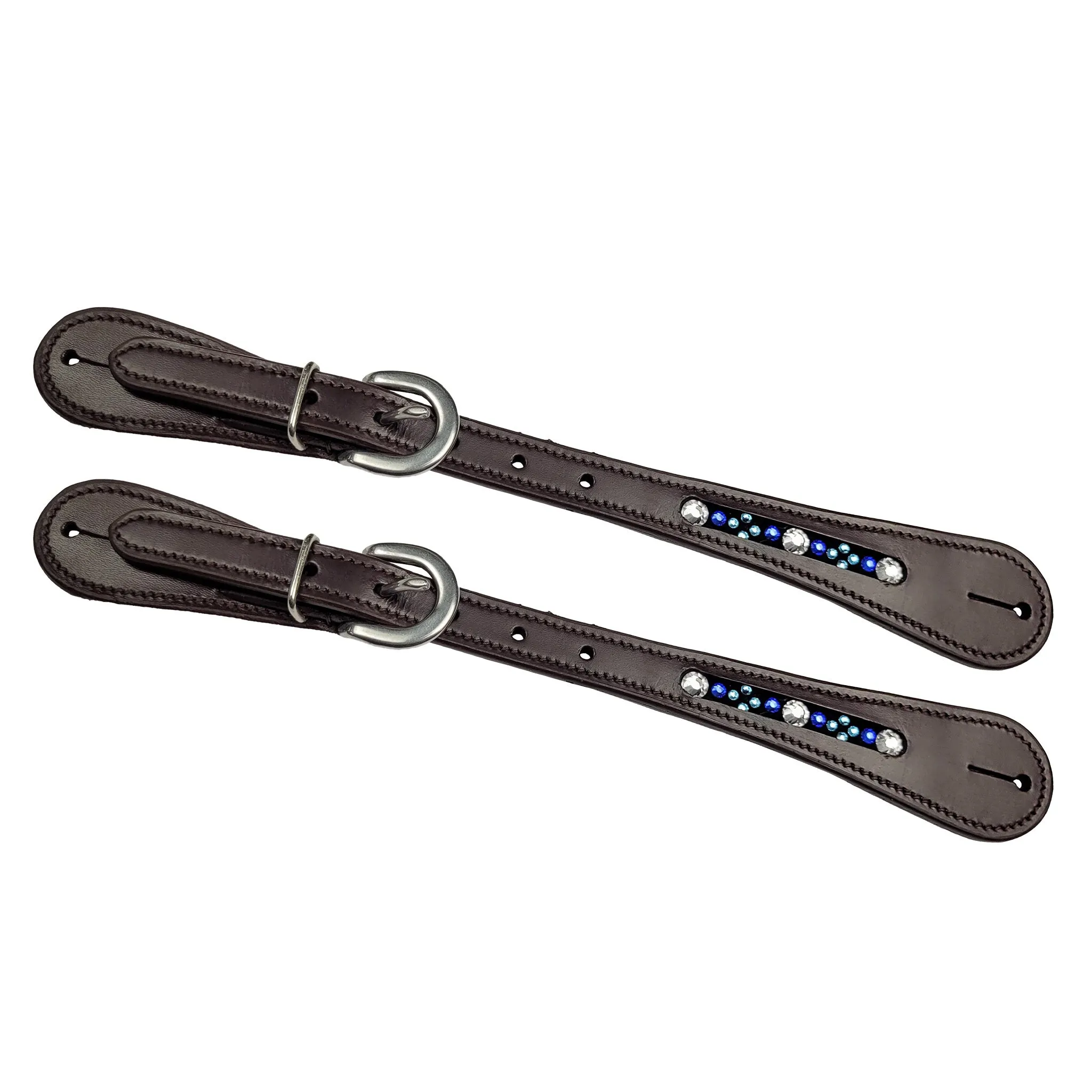 Bling Western Spur Straps Brown & Blue