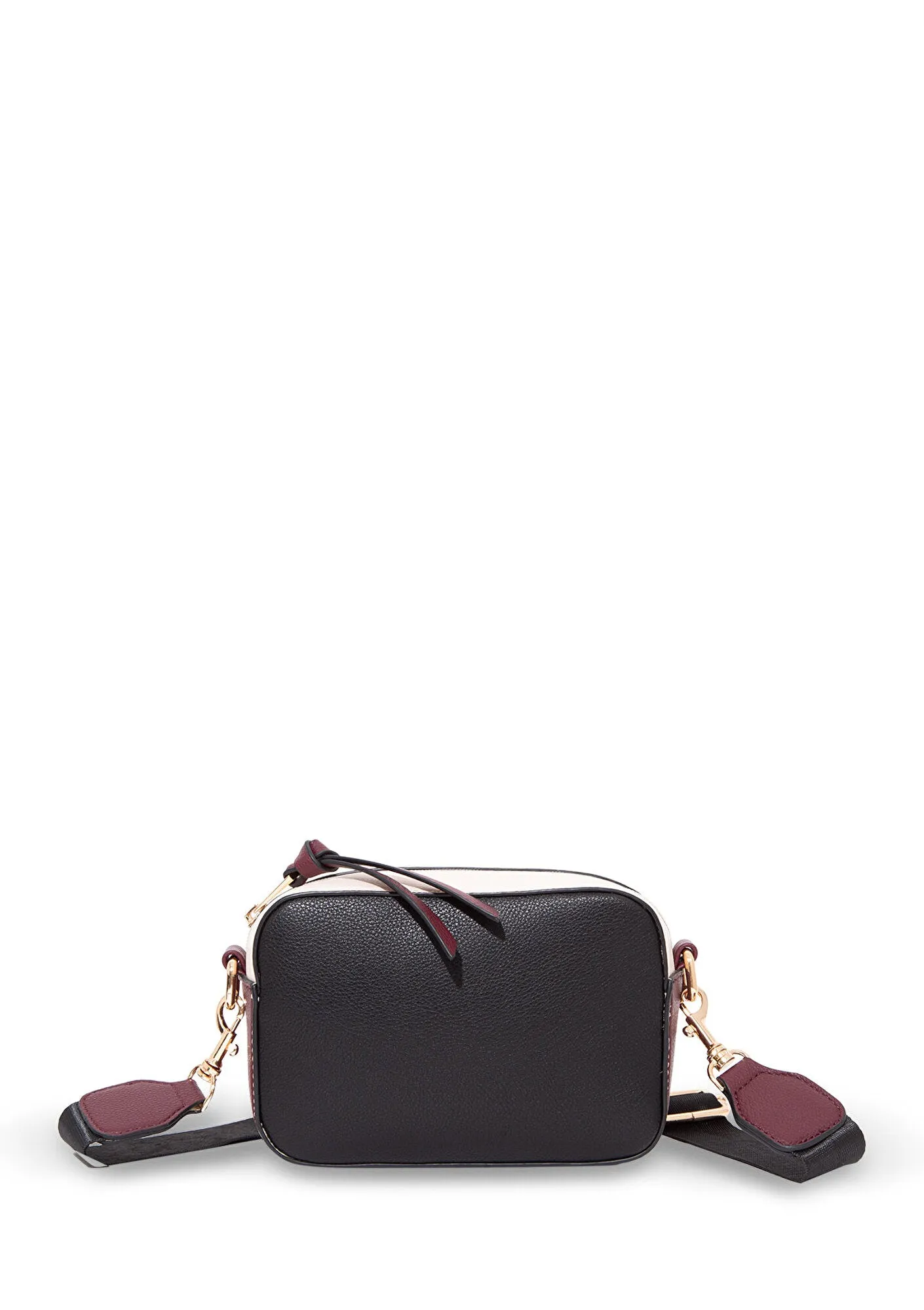 Burgundy Strap White Camera Bag