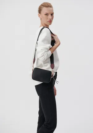 Burgundy Strap White Camera Bag