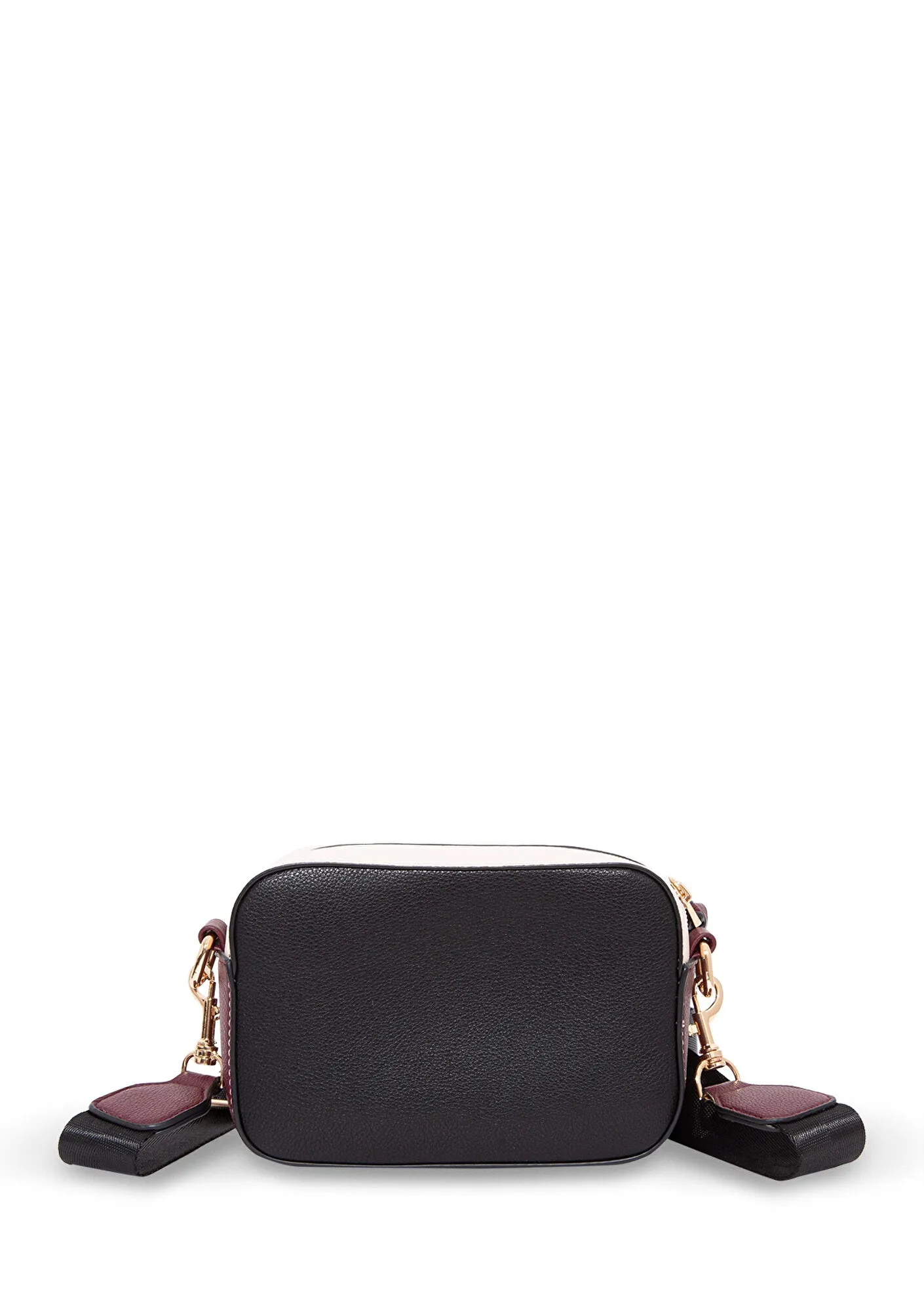 Burgundy Strap White Camera Bag
