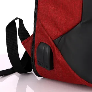 Business Travel Backpack Laptop Briefcase With USB Charging And Auxiliary port- Red