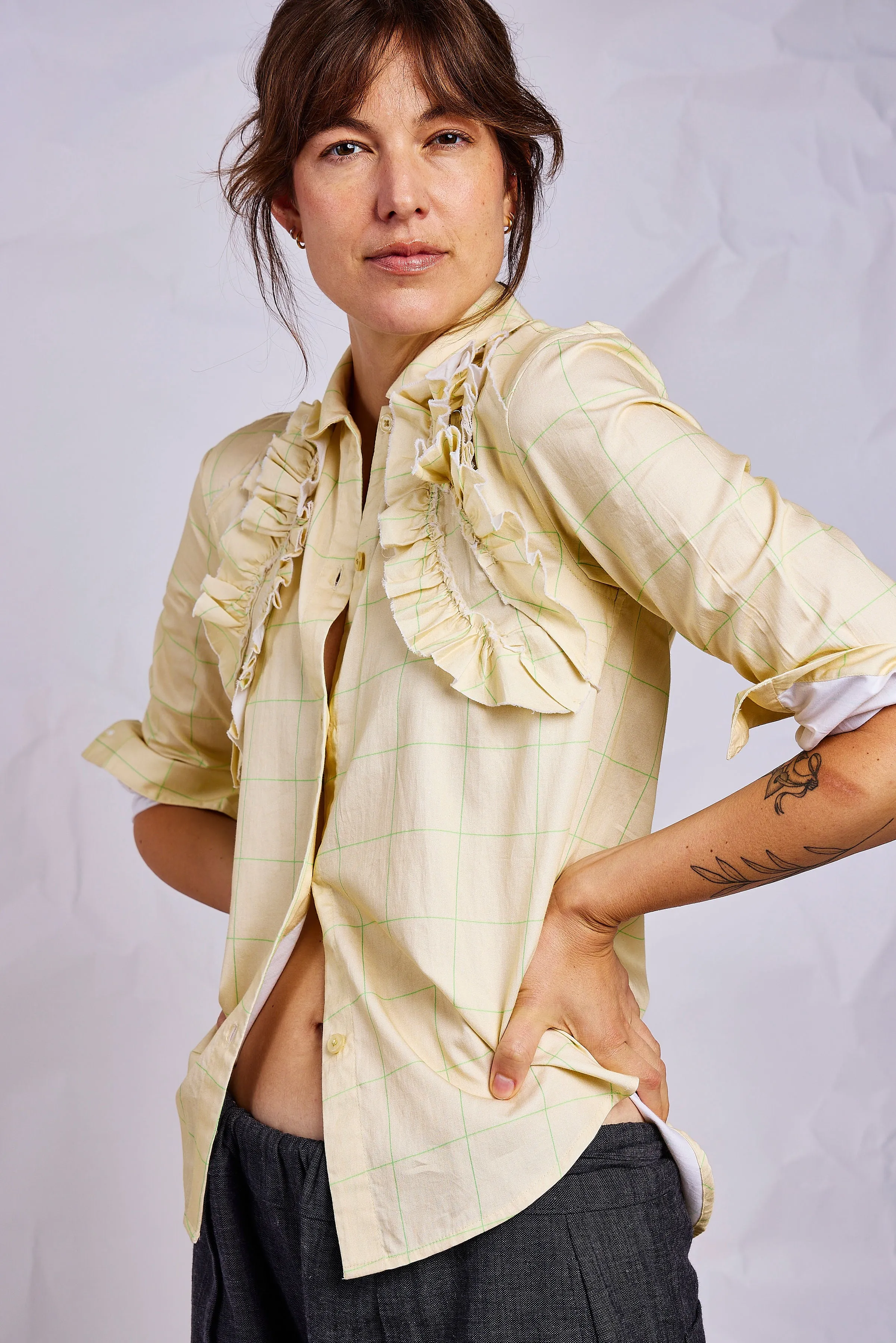 Butter Green Check Top